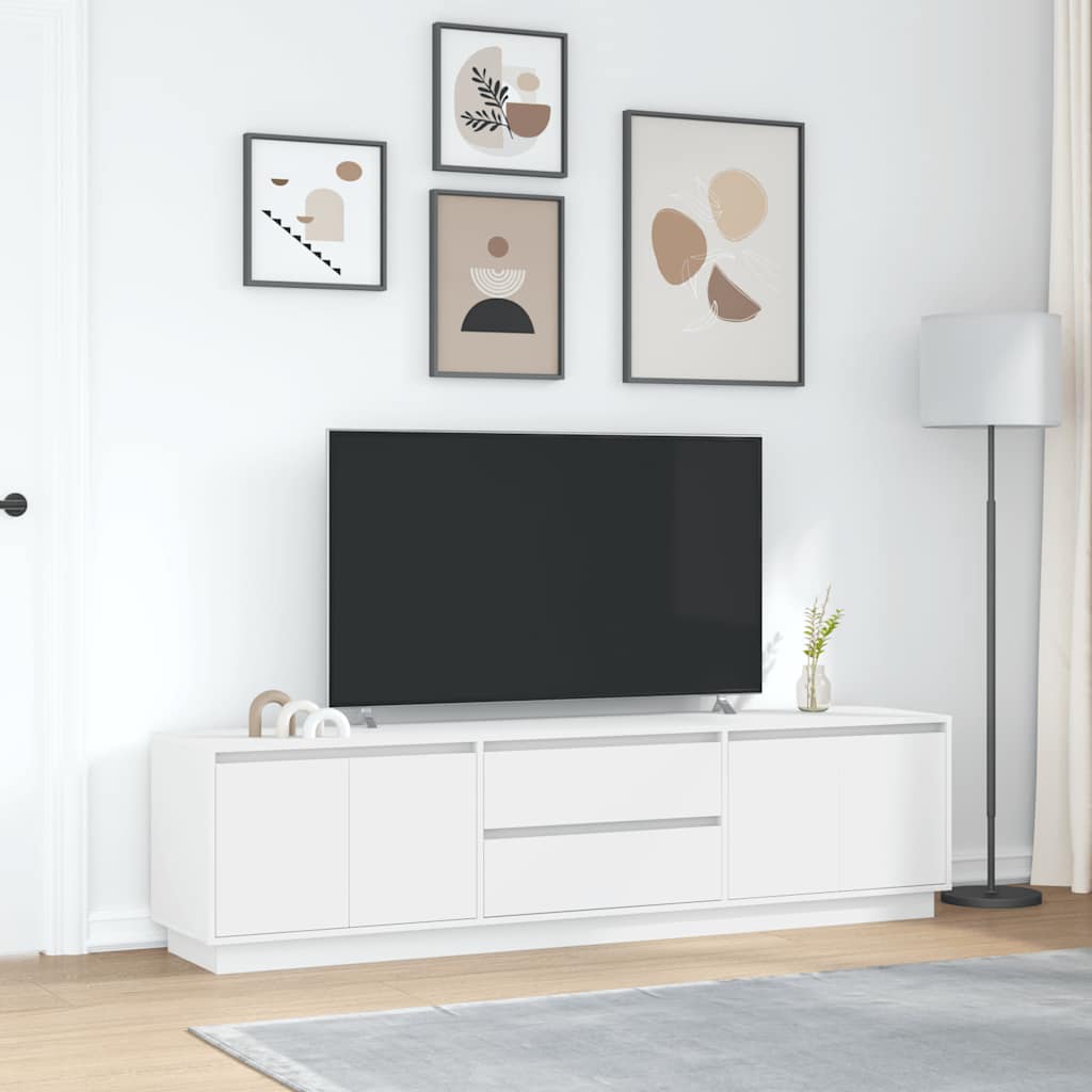 Modern Wooden Large 76 Inch TV Tele Stand Unit Cabinet With LED Lights & Storage