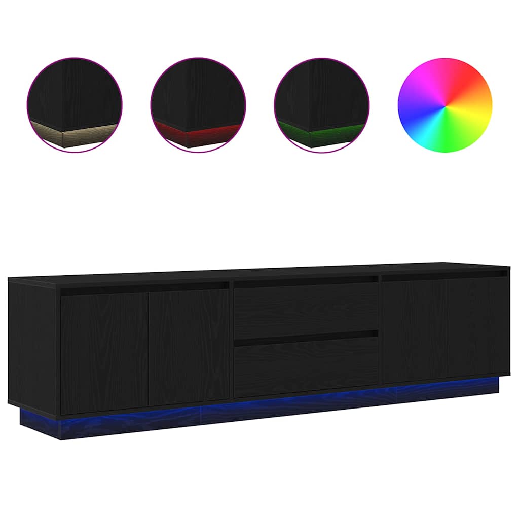 Modern Wooden Large 76 Inch TV Tele Stand Unit Cabinet With LED Lights & Storage