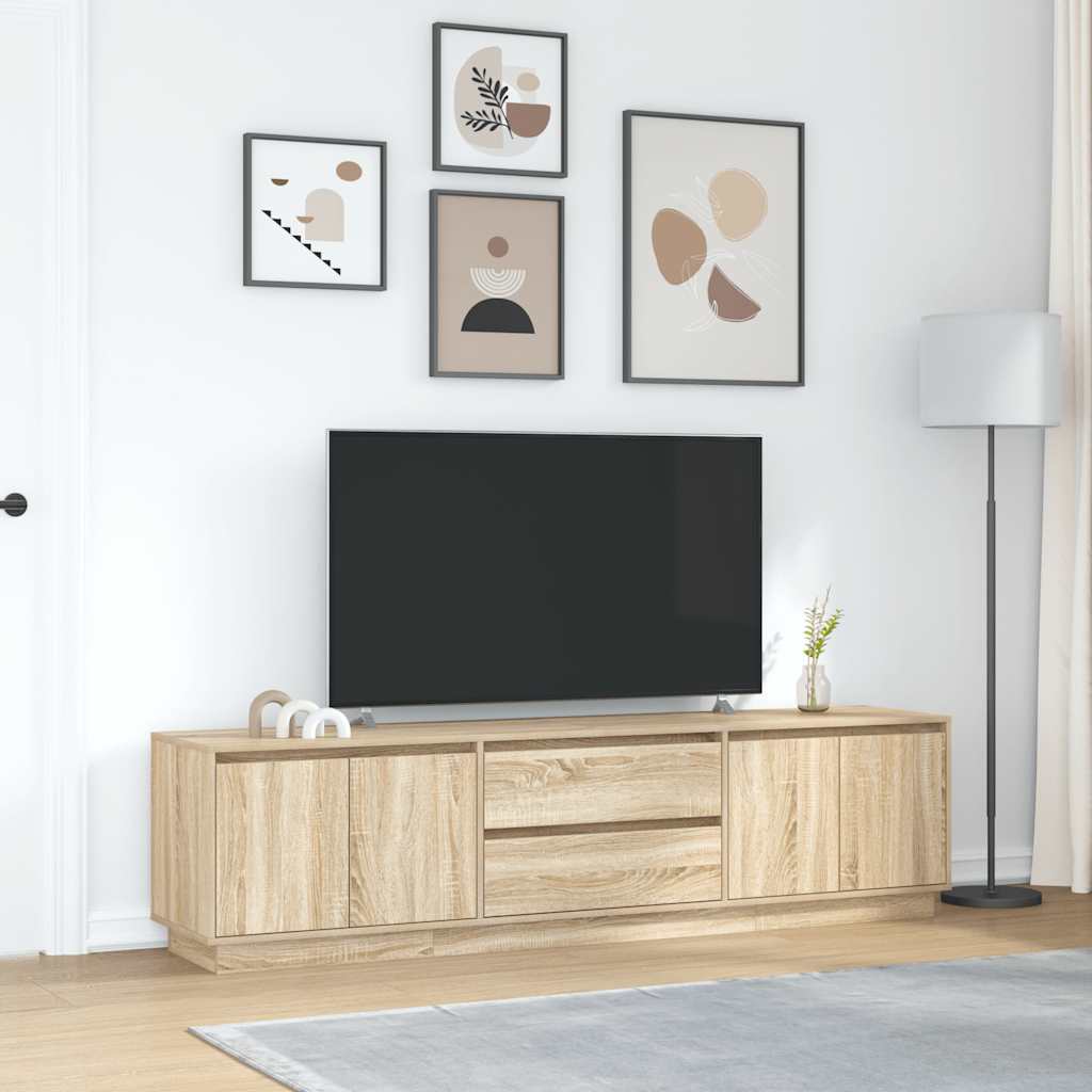 Modern Wooden Large 76 Inch TV Tele Stand Unit Cabinet With LED Lights & Storage