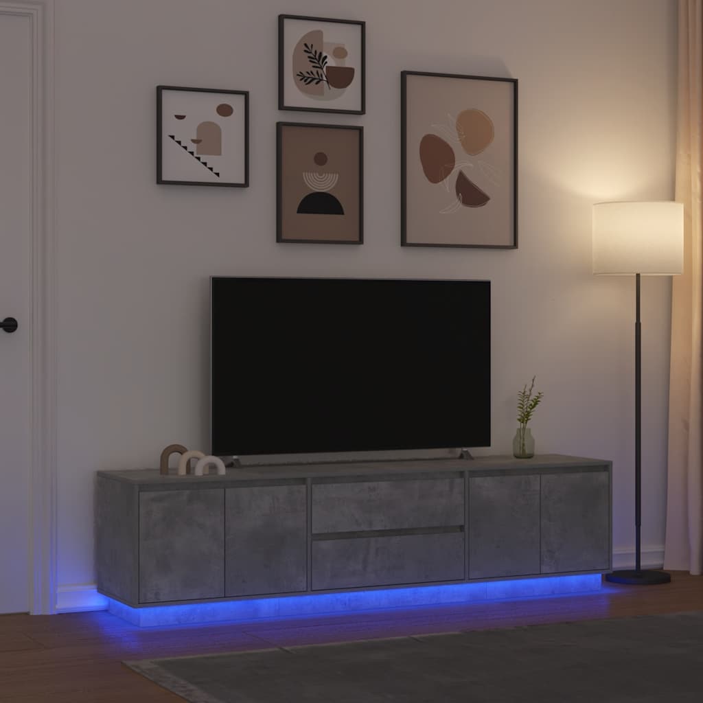 Modern Wooden Large 76 Inch TV Tele Stand Unit Cabinet With LED Lights & Storage
