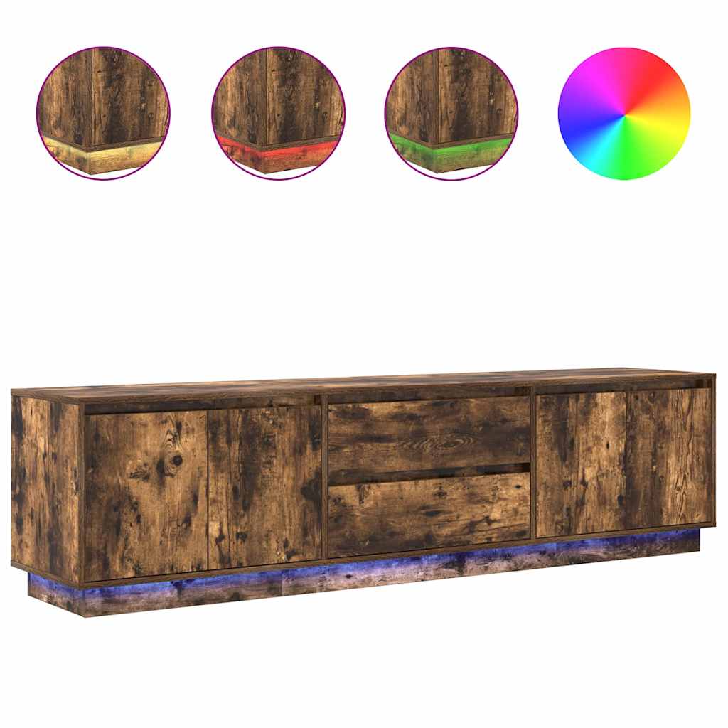 Modern Wooden Large 76 Inch TV Tele Stand Unit Cabinet With LED Lights & Storage