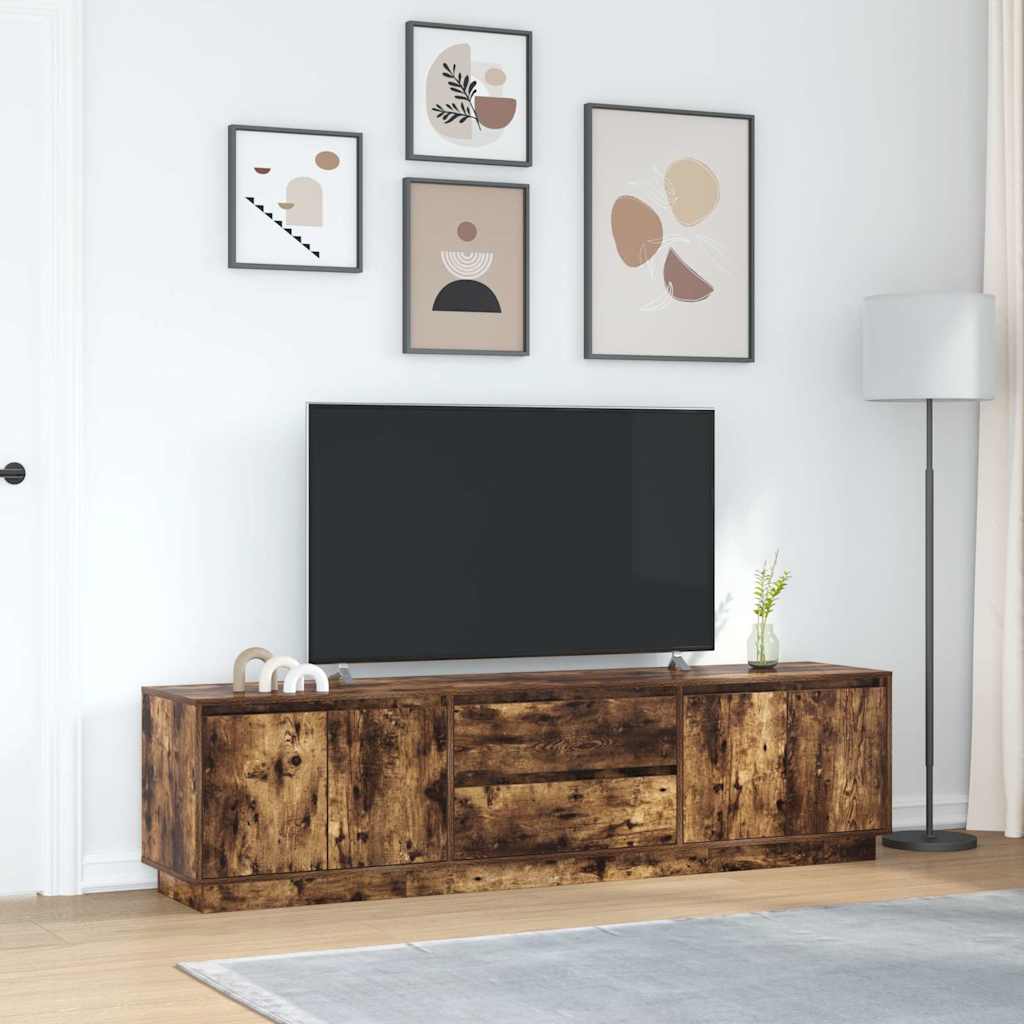 Modern Wooden Large 76 Inch TV Tele Stand Unit Cabinet With LED Lights & Storage