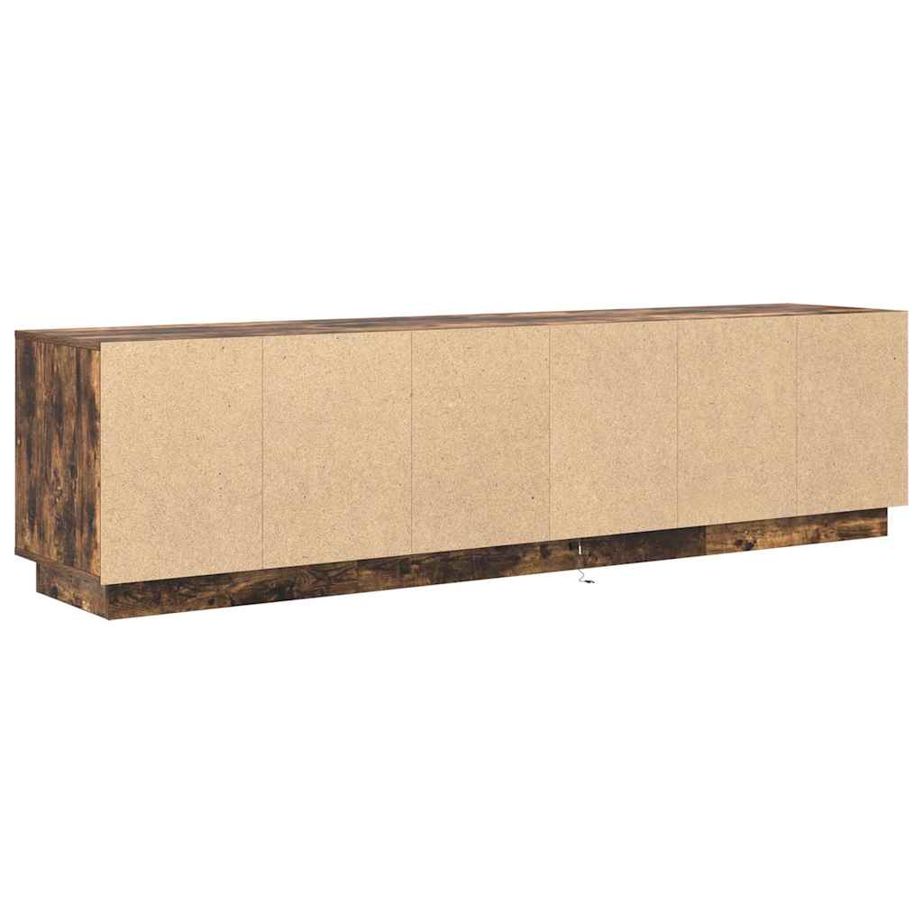 Modern Wooden Large 76 Inch TV Tele Stand Unit Cabinet With LED Lights & Storage