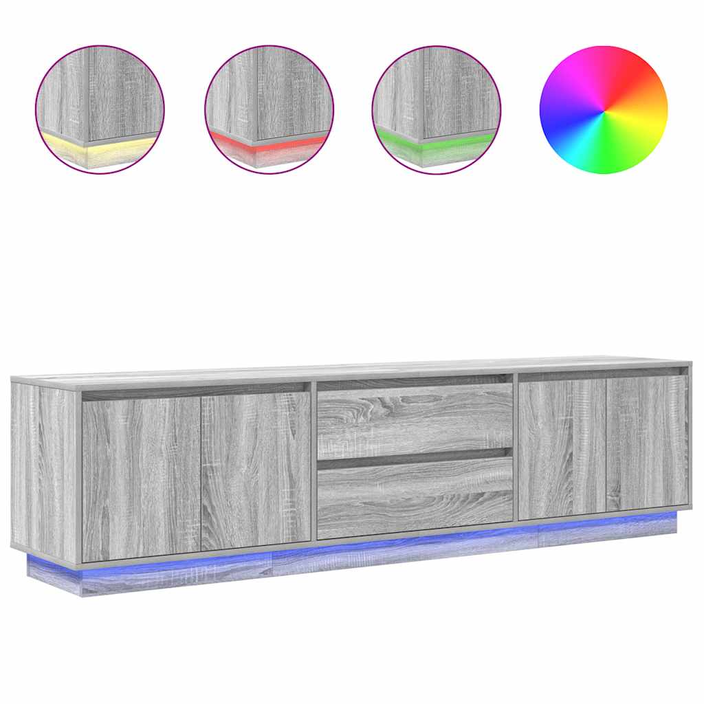 Modern Wooden Large 76 Inch TV Tele Stand Unit Cabinet With LED Lights & Storage