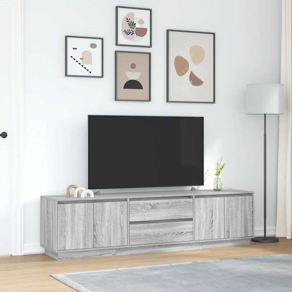 Modern Wooden Large 76 Inch TV Tele Stand Unit Cabinet With LED Lights & Storage