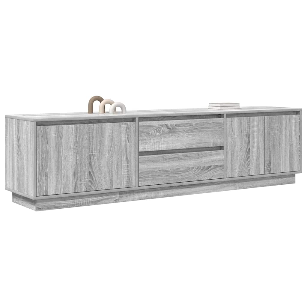 Modern Wooden Large 76 Inch TV Tele Stand Unit Cabinet With LED Lights & Storage