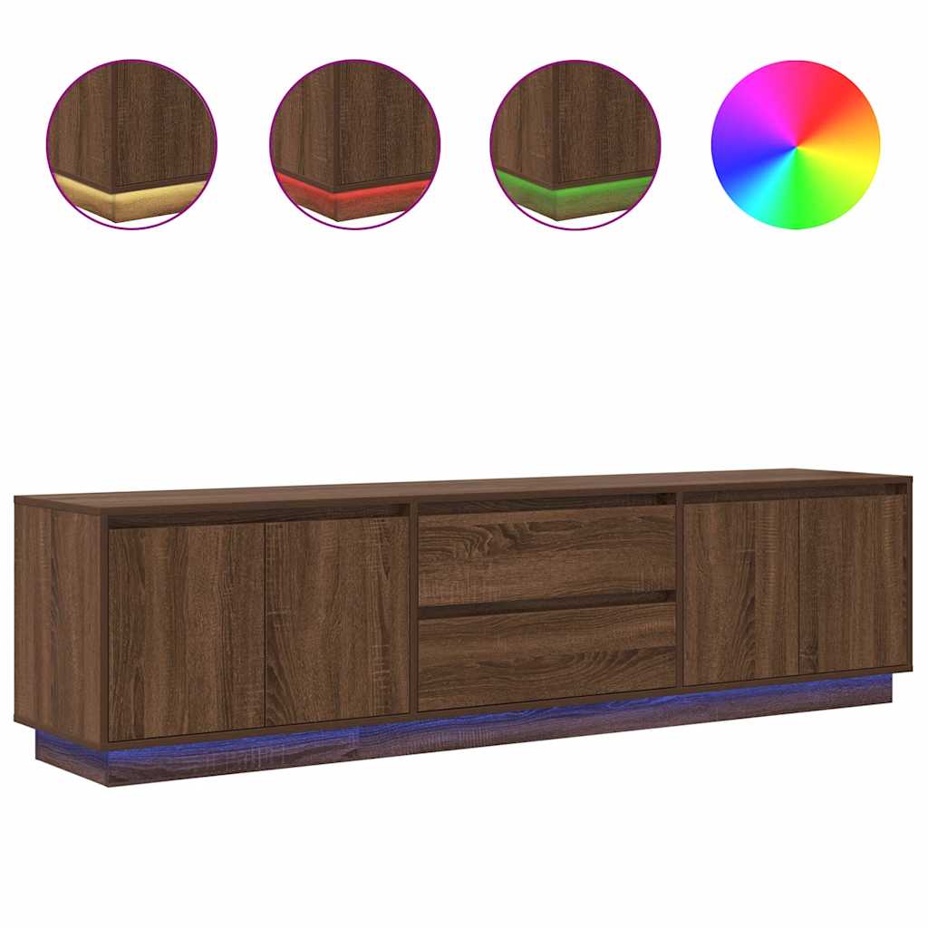 Modern Wooden Large 76 Inch TV Tele Stand Unit Cabinet With LED Lights & Storage