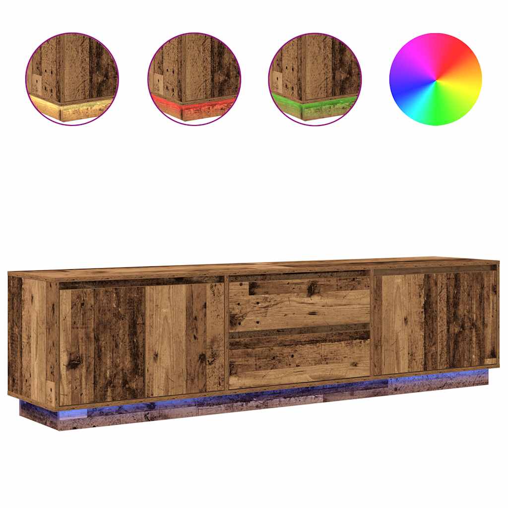 Modern Wooden Large 76 Inch TV Tele Stand Unit Cabinet With LED Lights & Storage