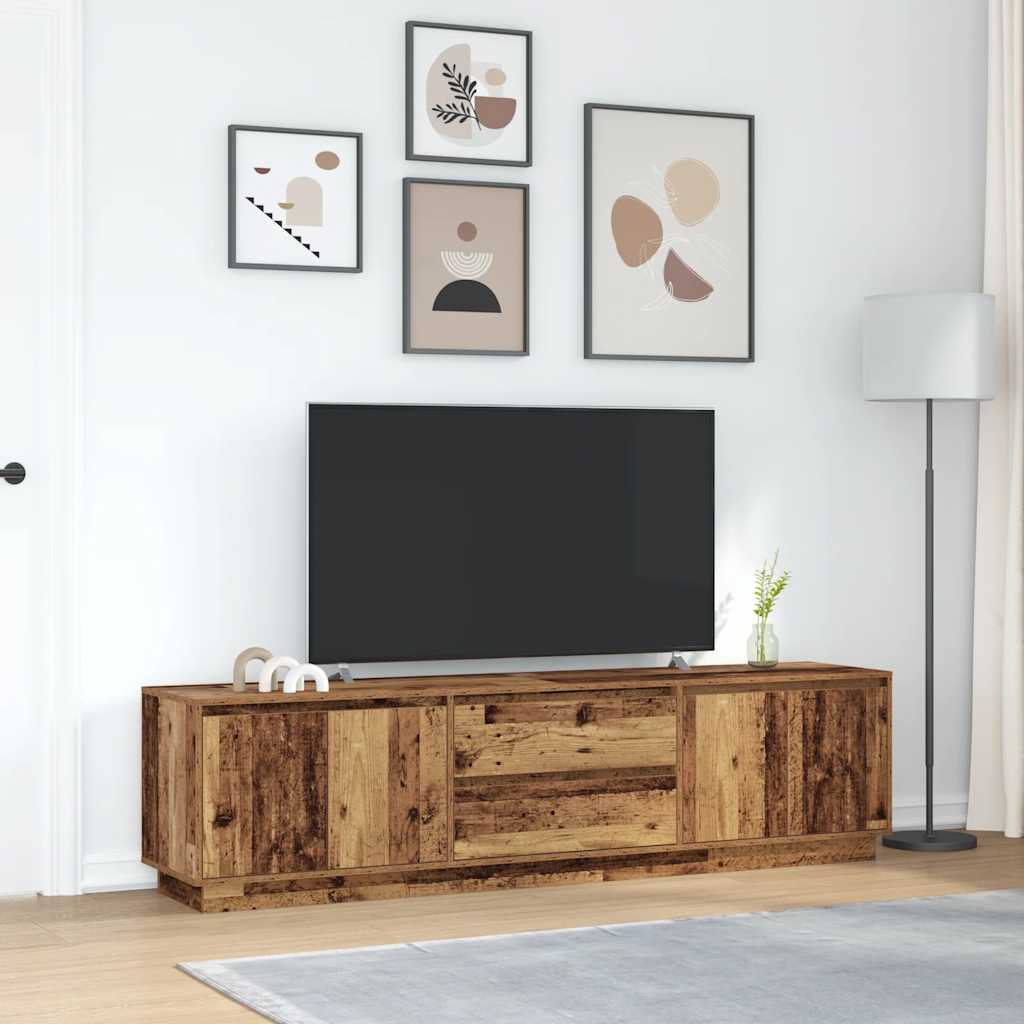 Modern Wooden Large 76 Inch TV Tele Stand Unit Cabinet With LED Lights & Storage