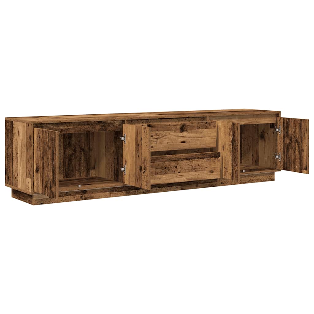 Modern Wooden Large 76 Inch TV Tele Stand Unit Cabinet With LED Lights & Storage