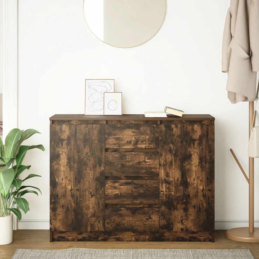 Sideboard with Drawers Smoked Oak 100.5x35x76 cm Engineered Wood