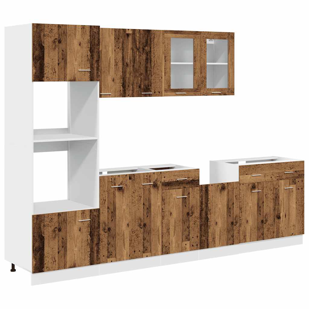 7 Piece Kitchen Cabinet Set Lyon Old Wood Engineered Wood
