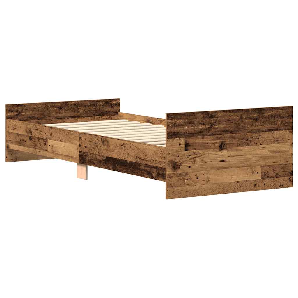 Bed Frame without Mattress Old Wood 90x190 cm Single Engineered Wood