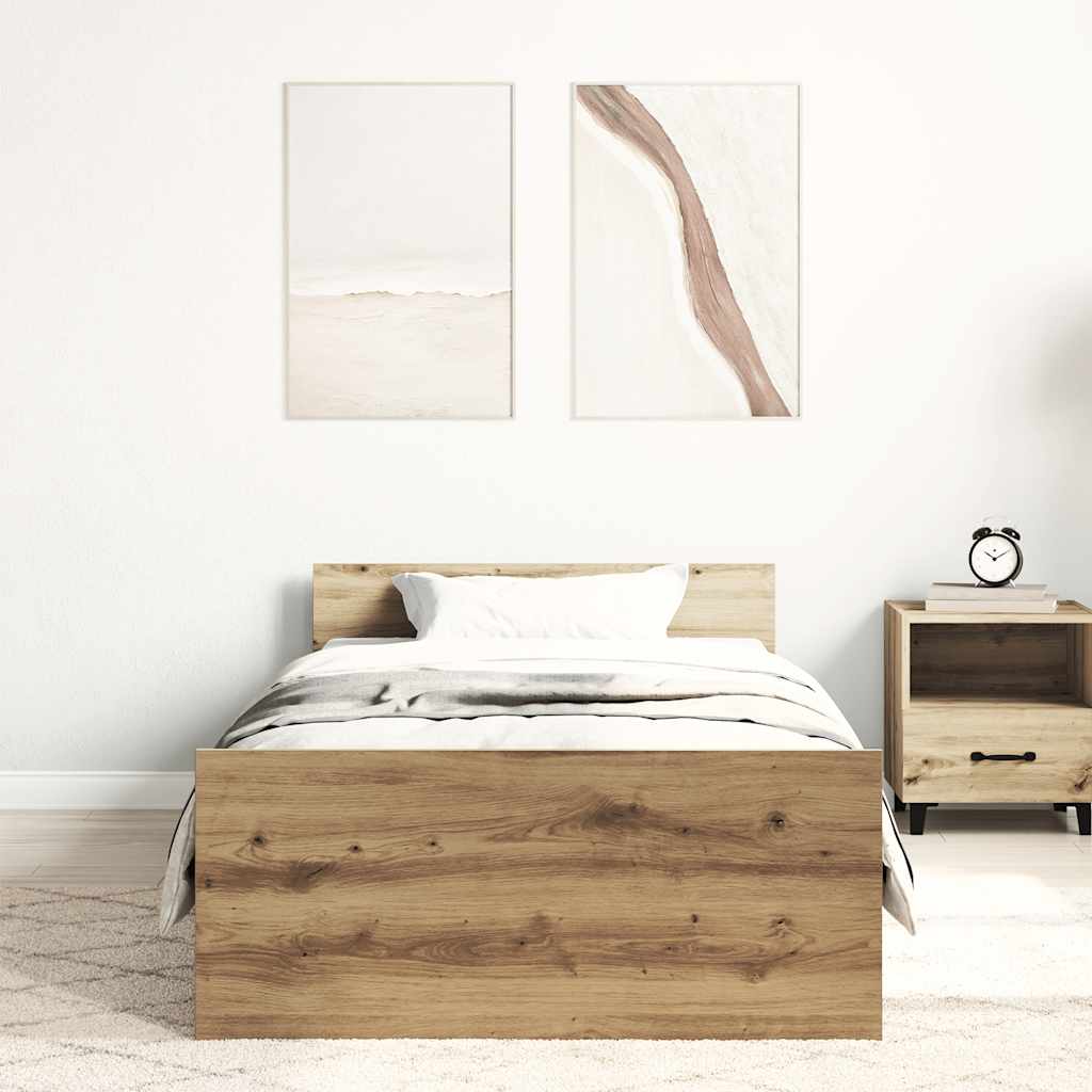 Modern Wooden Single Size 90cm Bed Frame Base With Headboard & Footboard