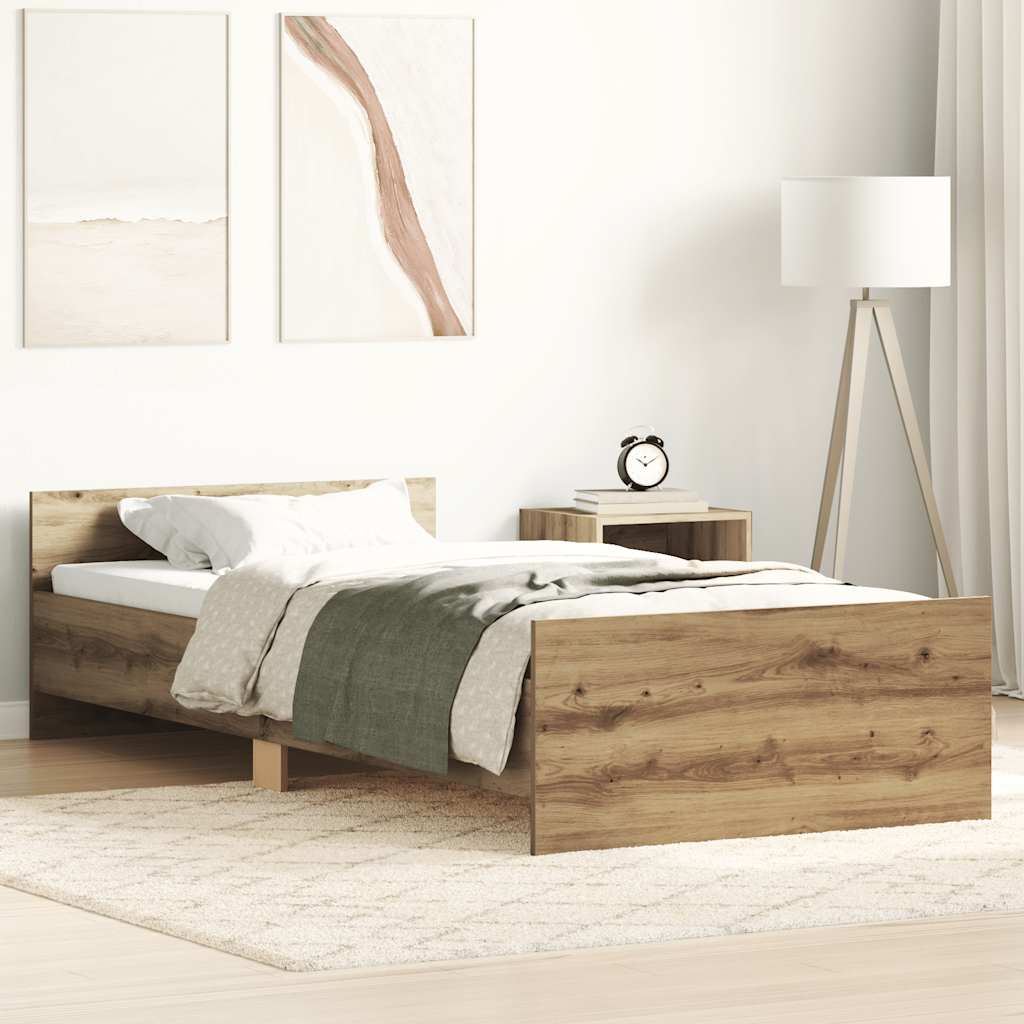 Modern Wooden Single Size 90cm Bed Frame Base With Headboard & Footboard