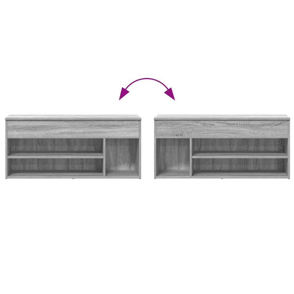 Shoe Bench Grey Sonoma 102x30.5x45 cm Engineered Wood
