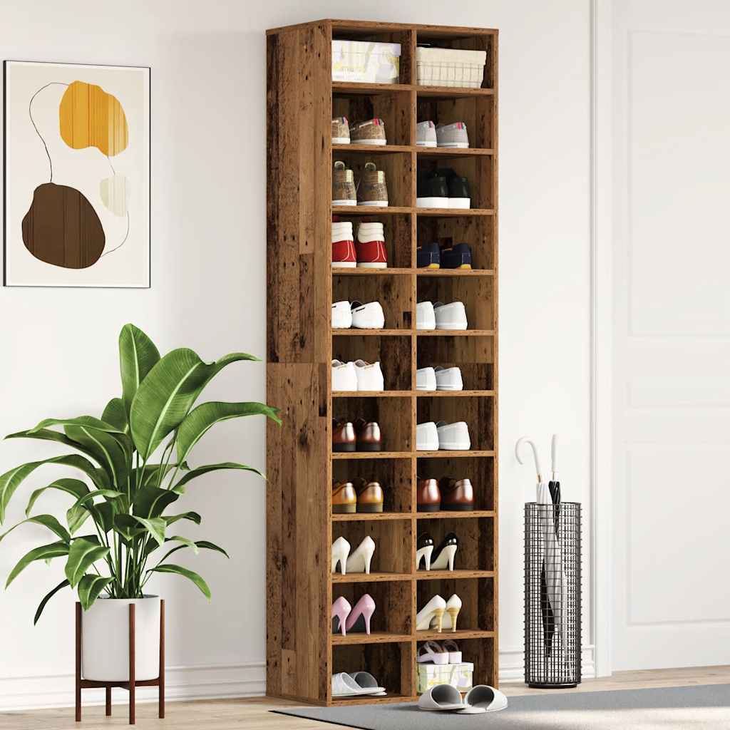 Modern Wooden Large Open Shoe Storage Cabinet Unit With 22 Compartments