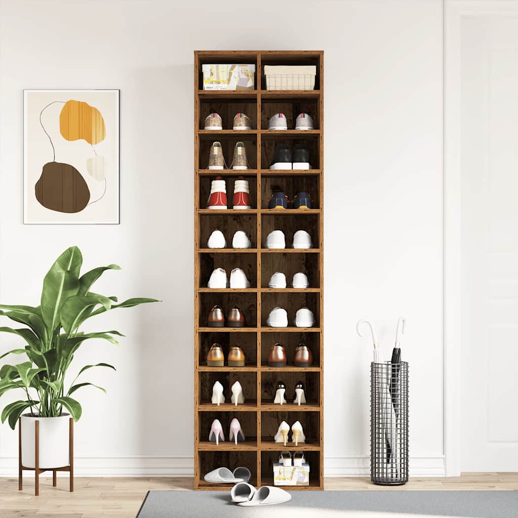 Modern Wooden Large Open Shoe Storage Cabinet Unit With 22 Compartments