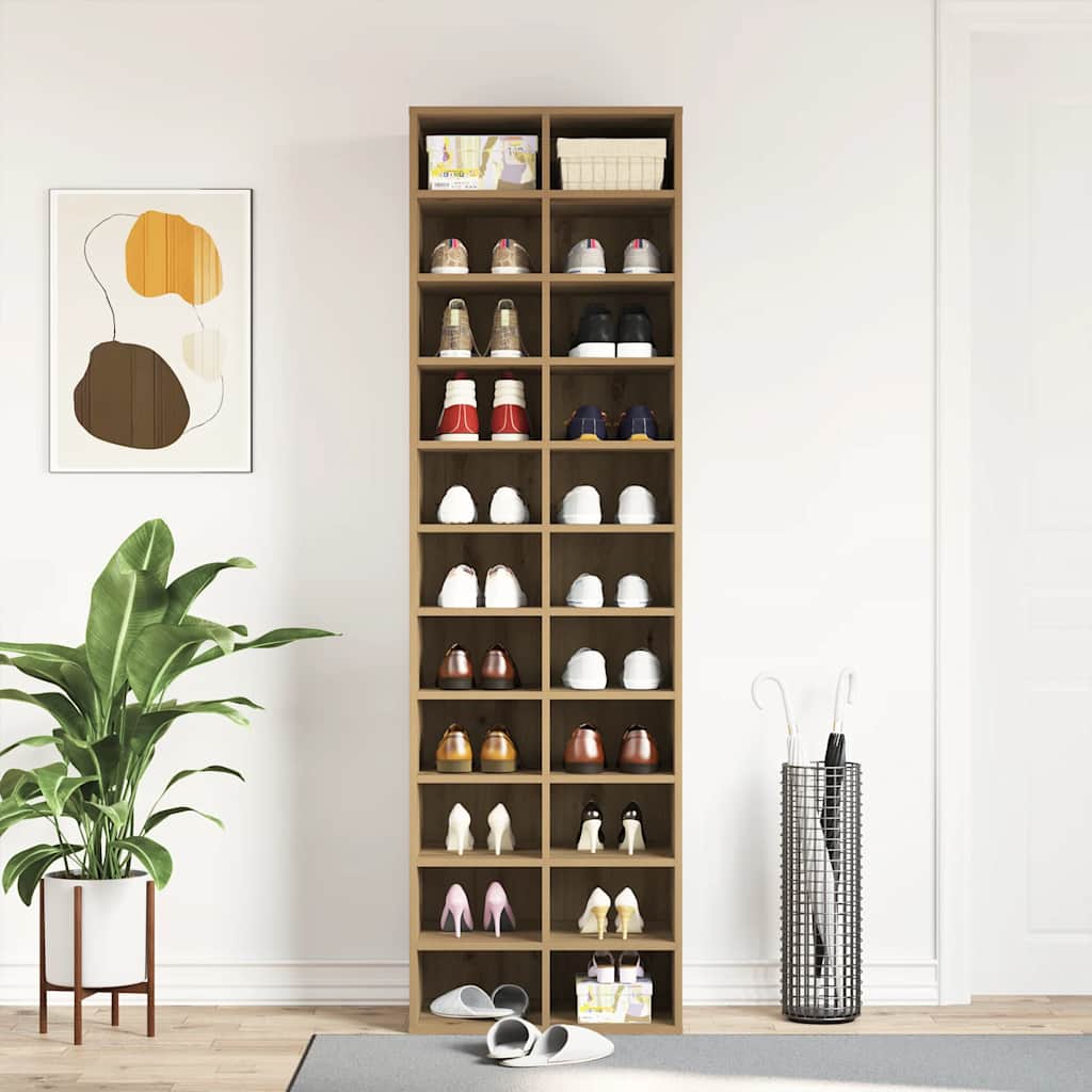 Modern Wooden Large Open Shoe Storage Cabinet Unit With 22 Compartments
