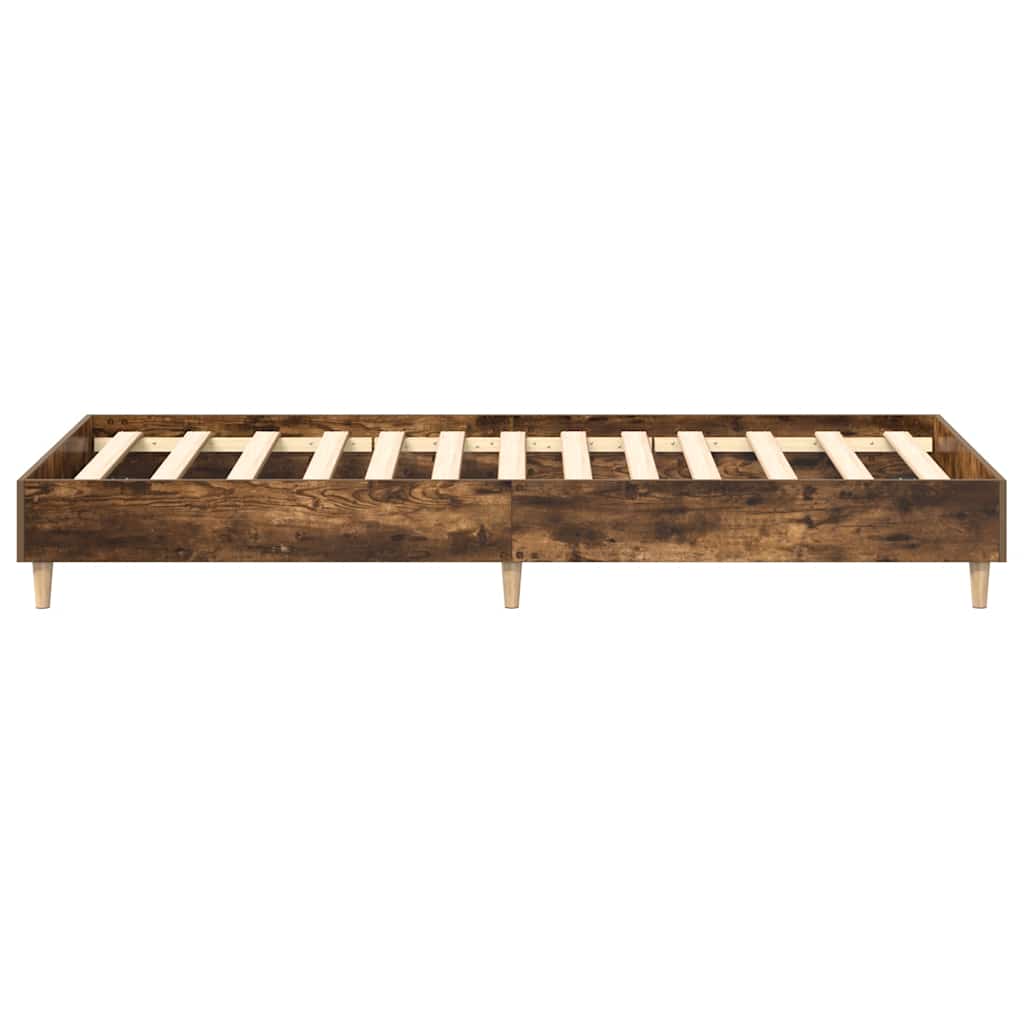 Bed Frame No Mattress Smoked Oak 100x200 cm Engineered Wood