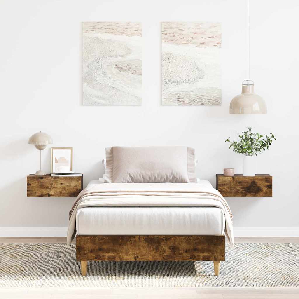 Bed Frame No Mattress Smoked Oak 100x200 cm Engineered Wood