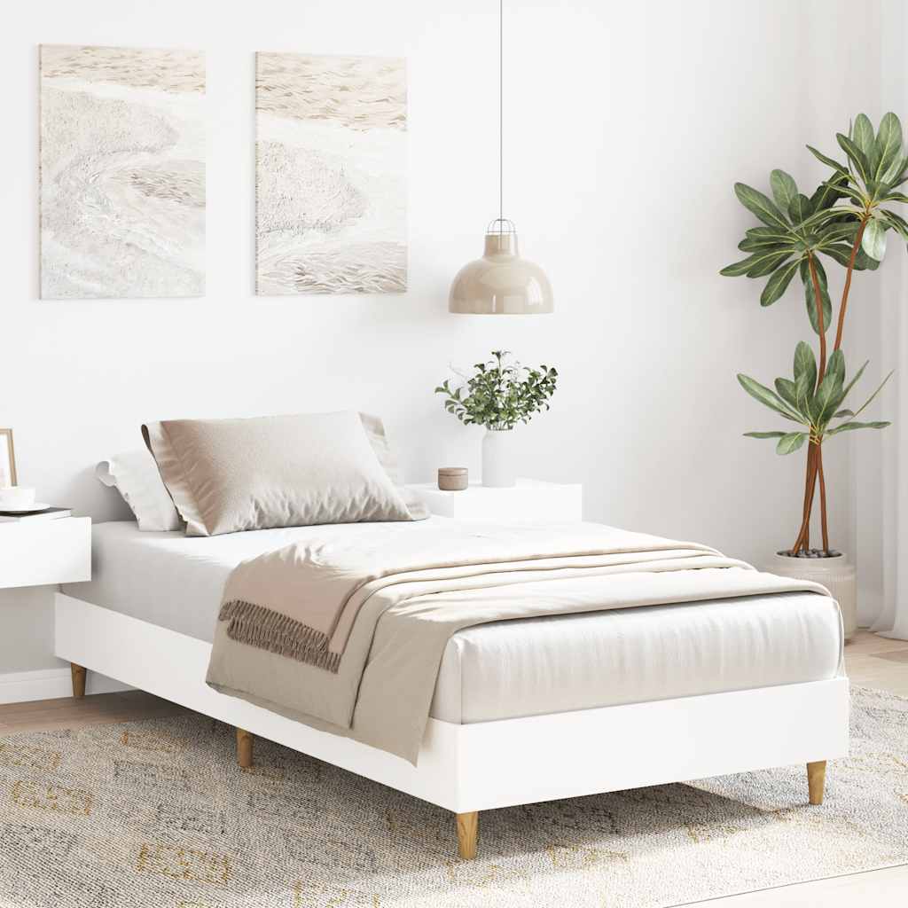 Bed Frame No Mattress White 90x200 cm Engineered Wood