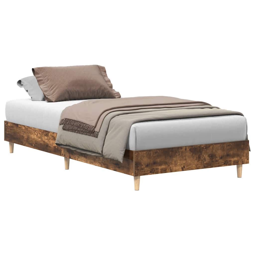 Bed Frame No Mattress Smoked Oak 90x200 cm Engineered Wood