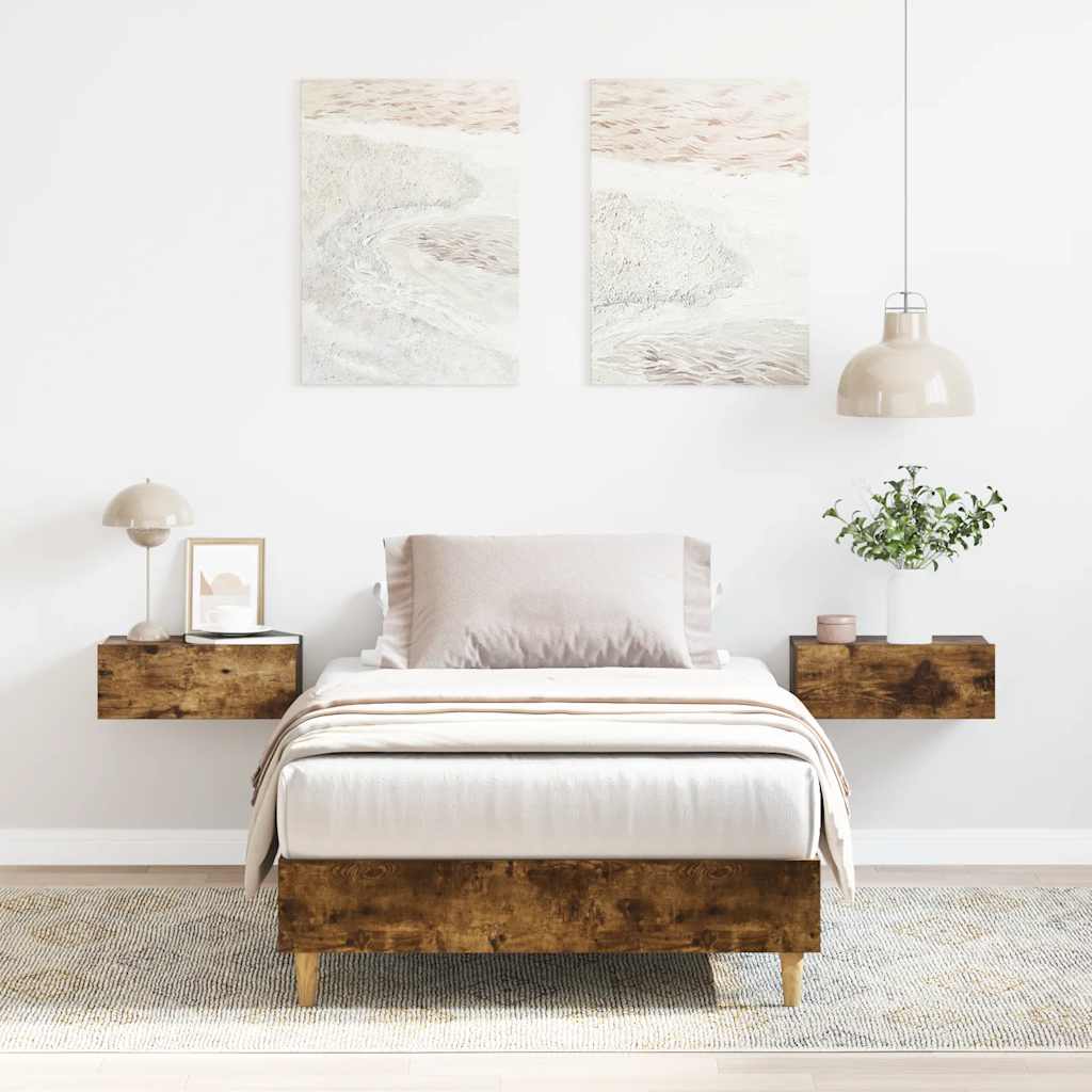 Bed Frame No Mattress Smoked Oak 90x200 cm Engineered Wood