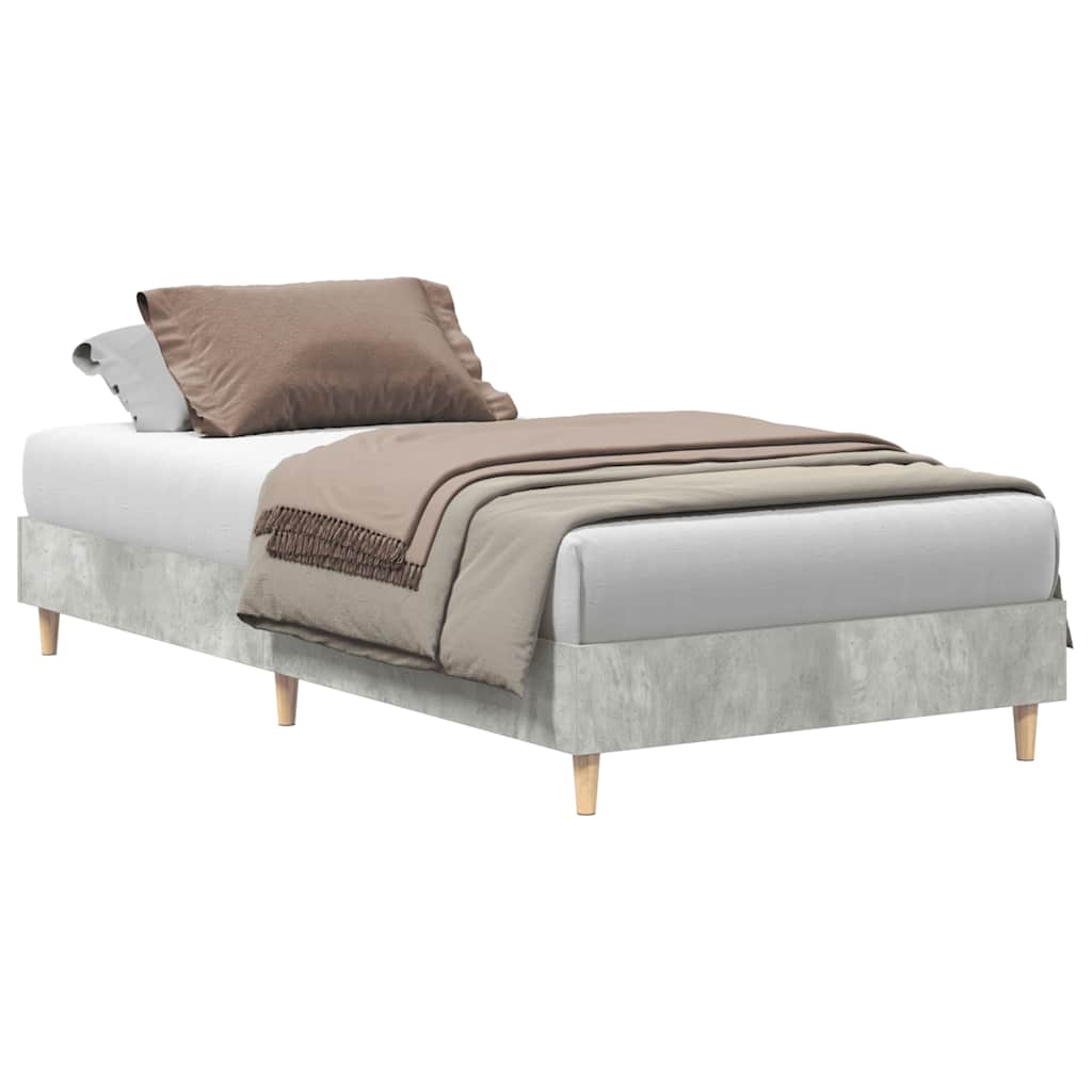 Bed Frame No Mattress Concrete Grey 90x190 cm Single Engineered Wood