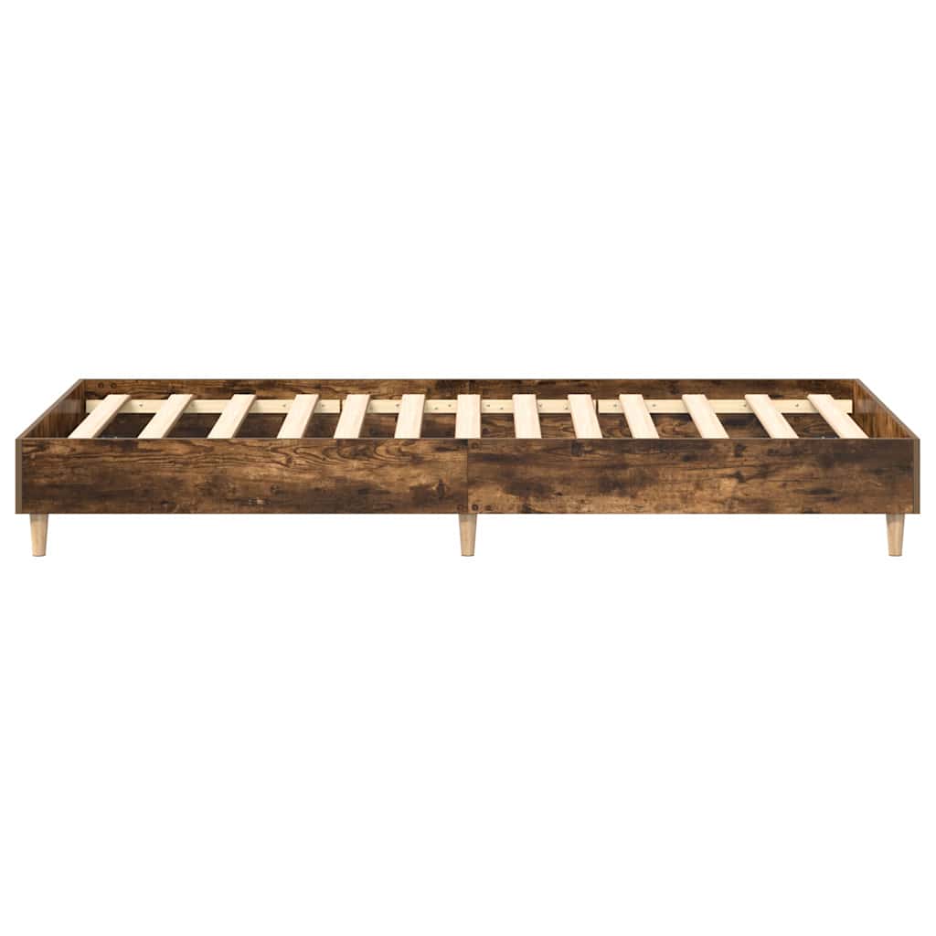 Bed Frame No Mattress Smoked Oak 90x190 cm Single Engineered Wood