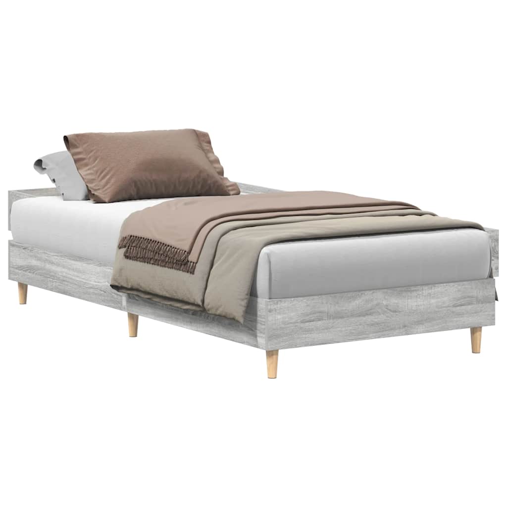 Bed Frame No Mattress Grey Sonoma 90x190 cm Single Engineered Wood