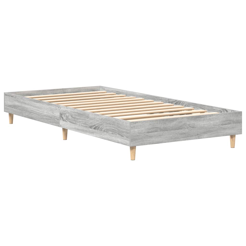 Bed Frame No Mattress Grey Sonoma 90x190 cm Single Engineered Wood