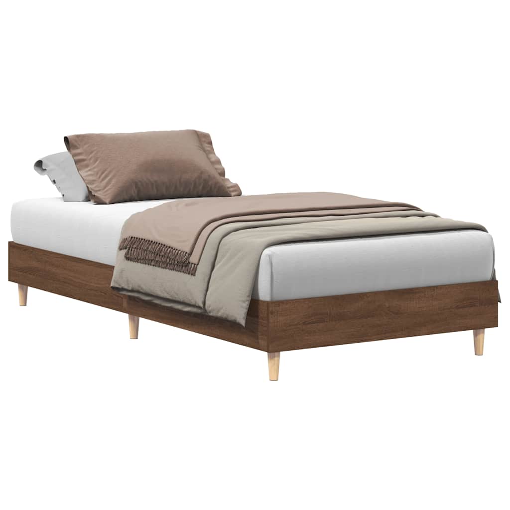 Bed Frame No Mattress Brown Oak 90x190 cm Single Engineered Wood