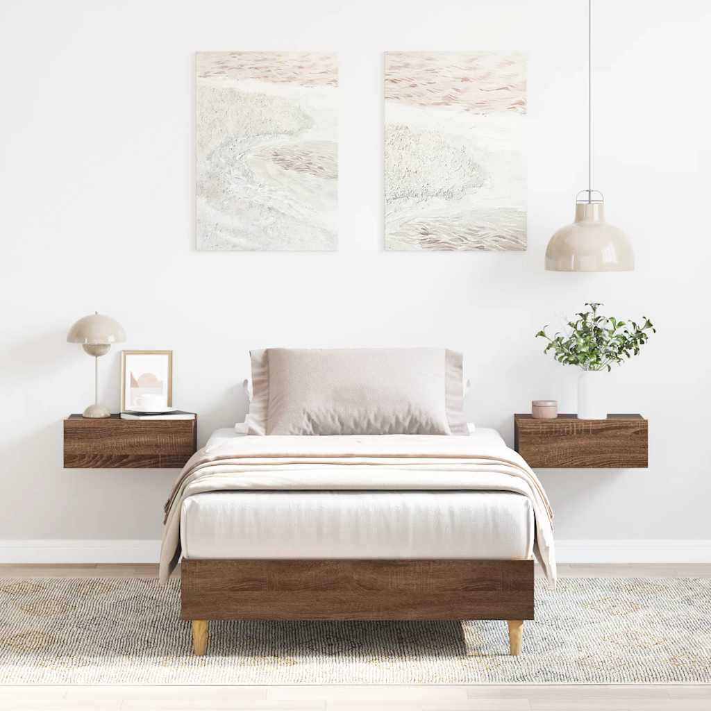 Bed Frame No Mattress Brown Oak 90x190 cm Single Engineered Wood