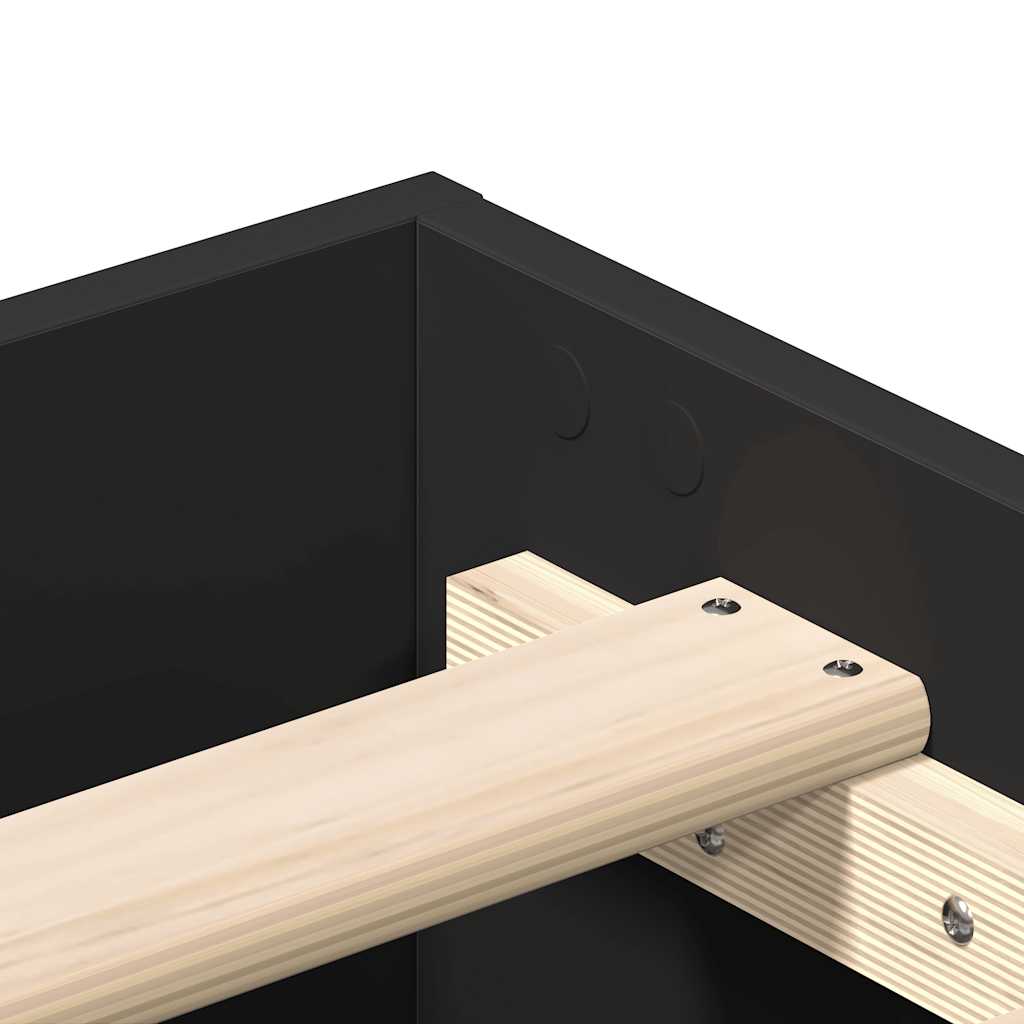 Bed Frame No Mattress Black 75x190 cm Small Single Engineered Wood