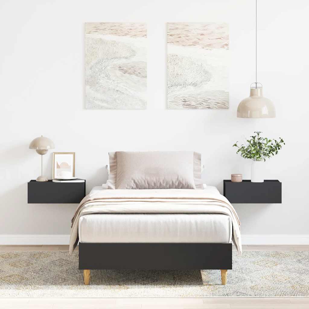 Bed Frame No Mattress Black 75x190 cm Small Single Engineered Wood