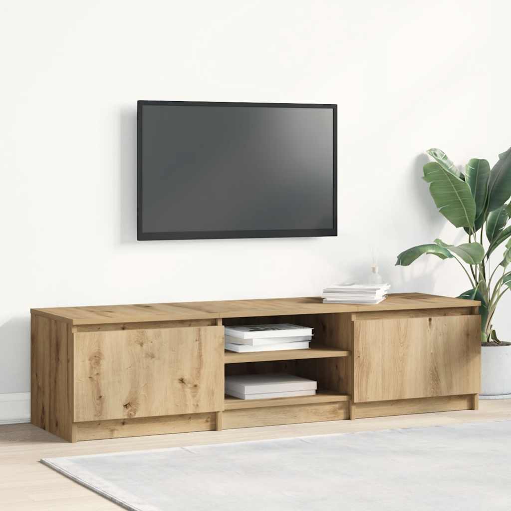 Modern Wooden 55 Inch TV Tele Stand Unit Cabinet With 2 Doors & Open Storage