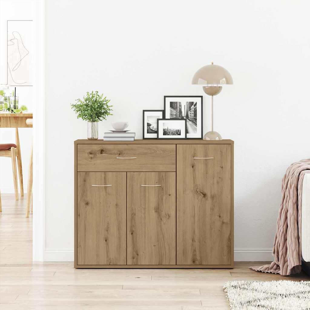 Modern Wooden Sideboard Storage Cabinet Unit With 3 Doors & Drawer Wood