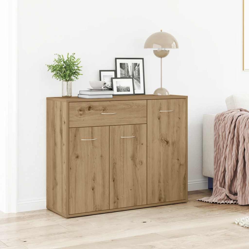 Modern Wooden Sideboard Storage Cabinet Unit With 3 Doors & Drawer Wood