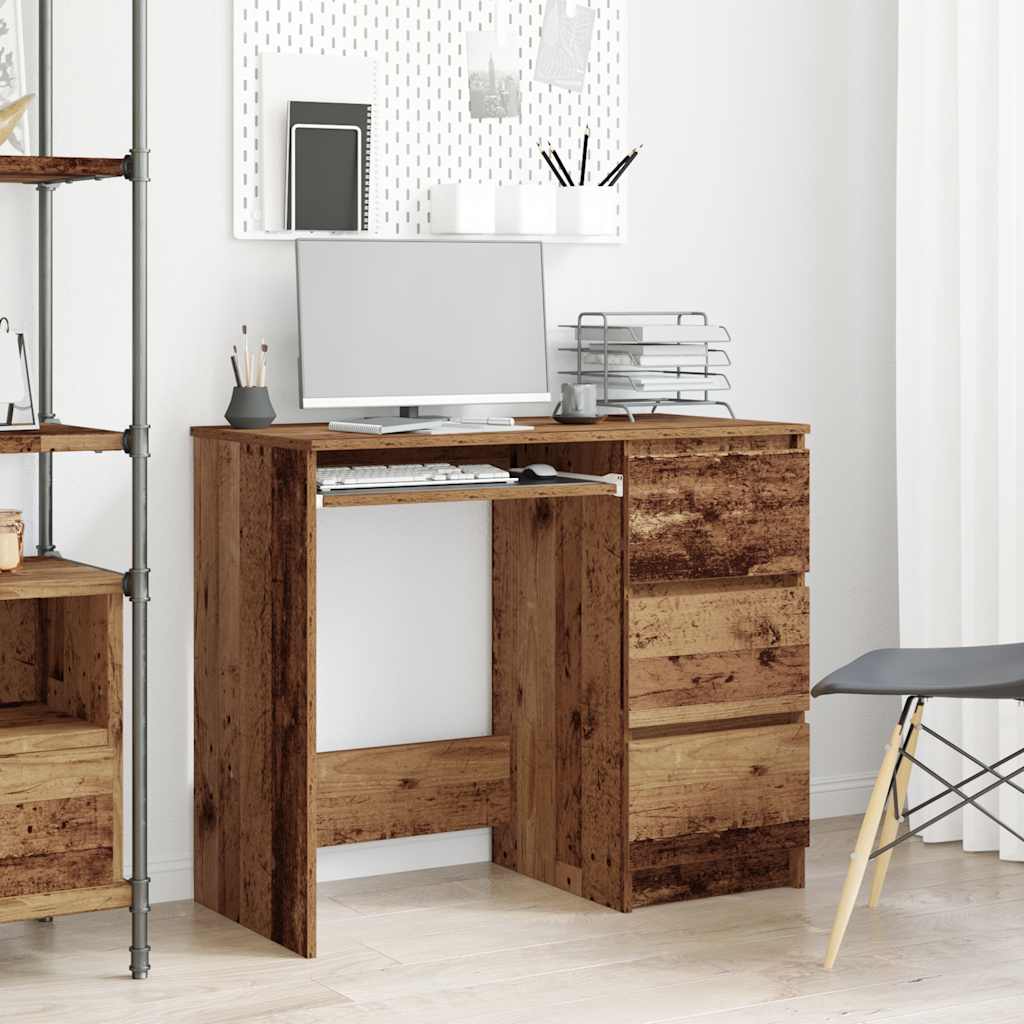 Modern Wooden Home Office Computer Desk Table With 3 Storage Drawers