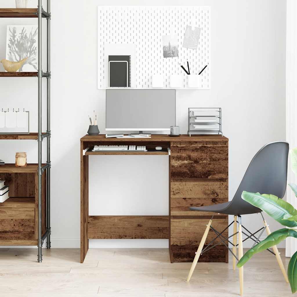 Modern Wooden Home Office Computer Desk Table With 3 Storage Drawers
