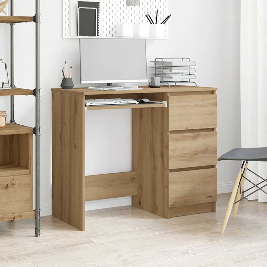 Modern Wooden Home Office Computer Desk Table With 3 Storage Drawers