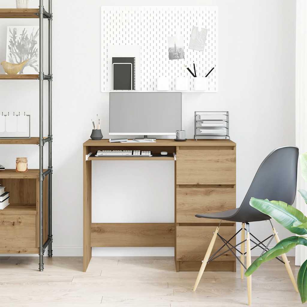 Modern Wooden Home Office Computer Desk Table With 3 Storage Drawers