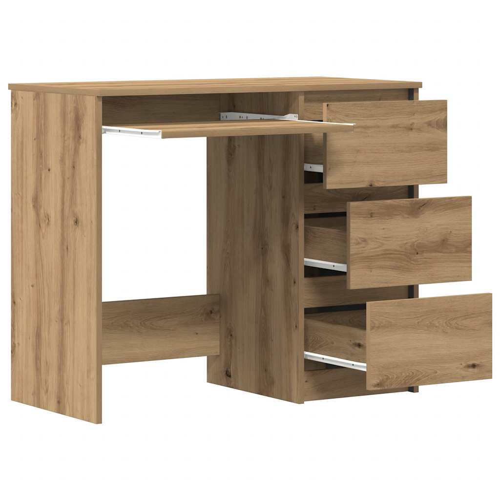 Modern Wooden Home Office Computer Desk Table With 3 Storage Drawers