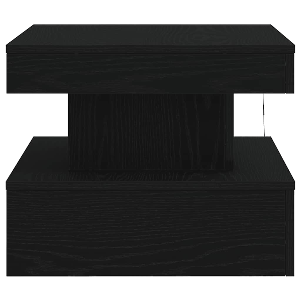 Coffee Table with LED Lights Black Oak 50x50x40 cm