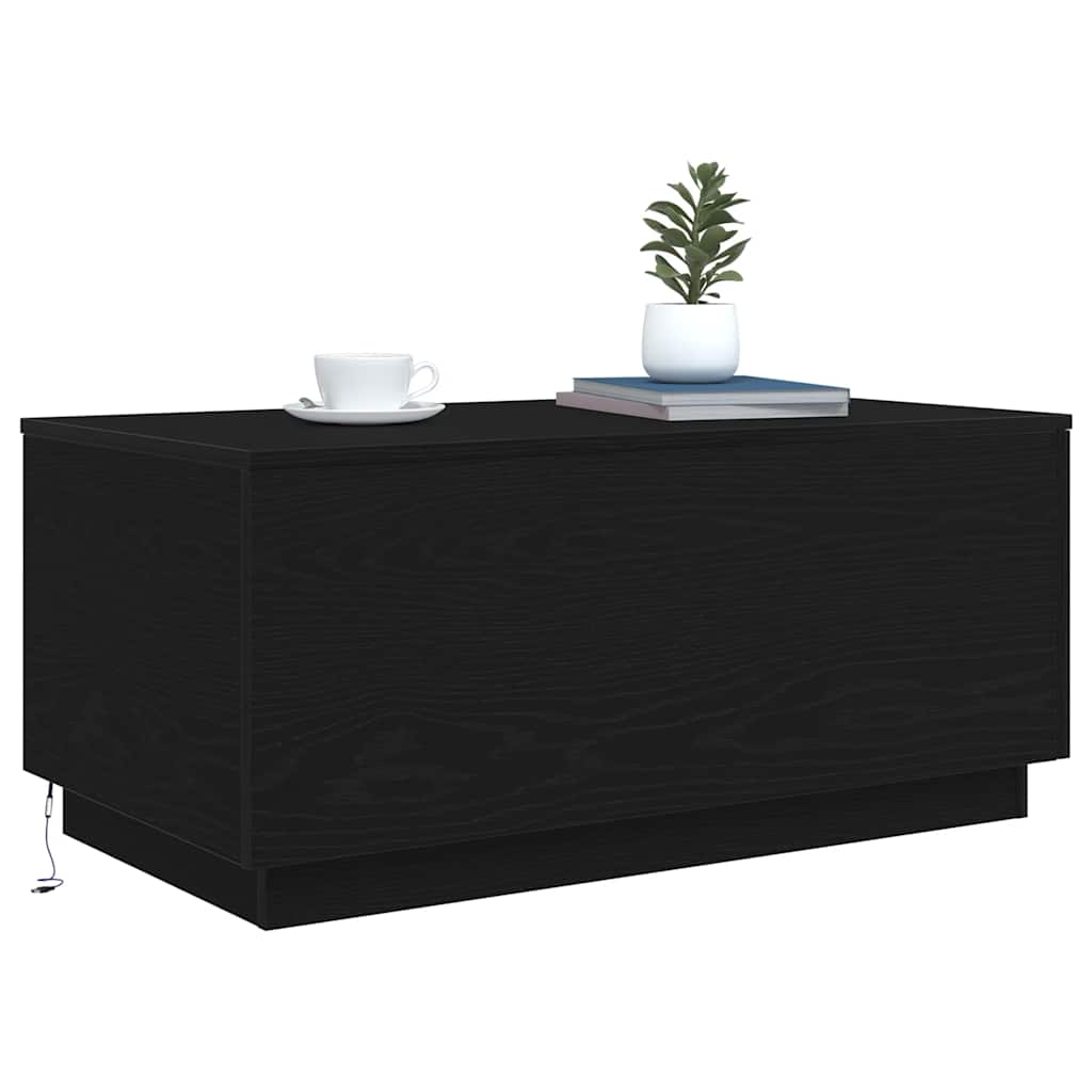 Modern Wooden Living Room Rectangular Coffee Table With LED Lights Wood Tables