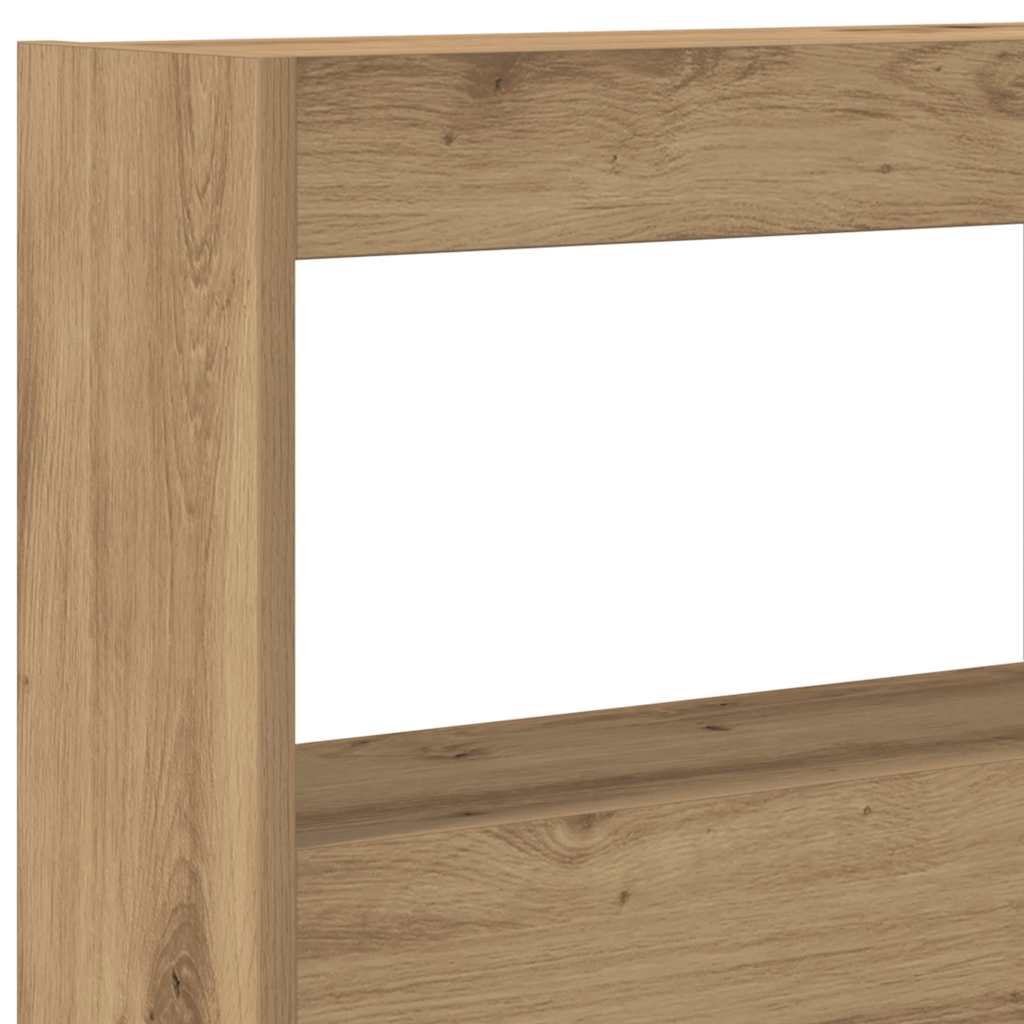 Headboard Cabinet with LED Artisan Oak 140x17x102 cm