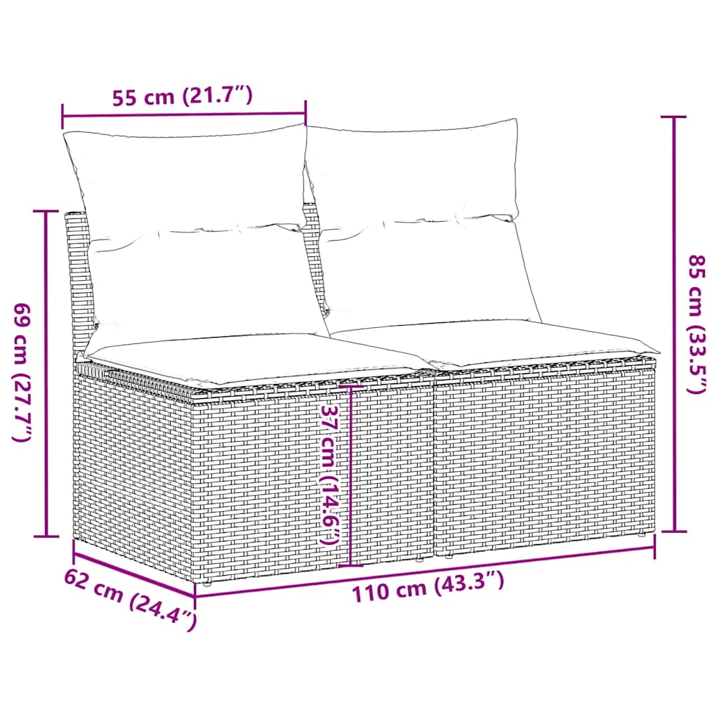 Outdoor Patio Poly Rattan 2 Seater Garden Sofa Chair Seat With Cushions & Storage