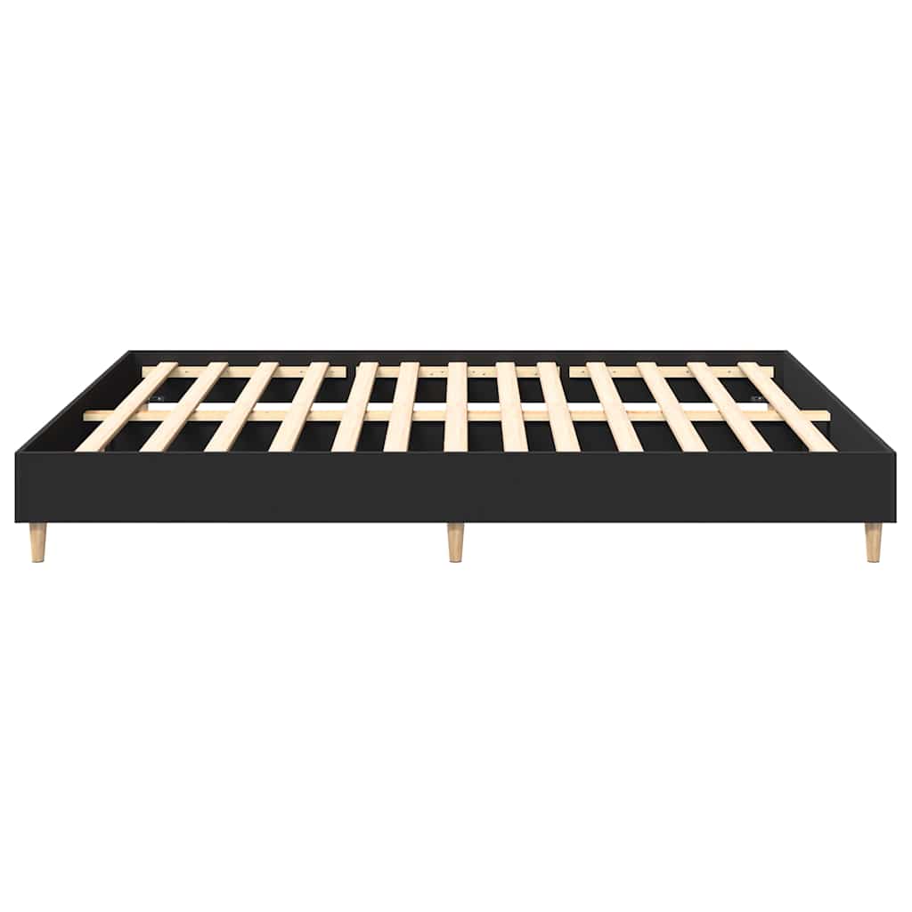 Bed Frame No Mattress Black 200x200 cm Engineered Wood