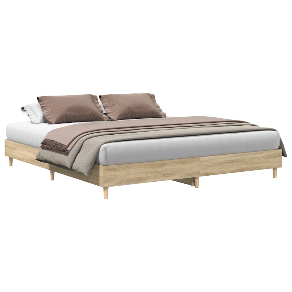 Bed Frame No Mattress Sonoma Oak 200x200 cm Engineered Wood